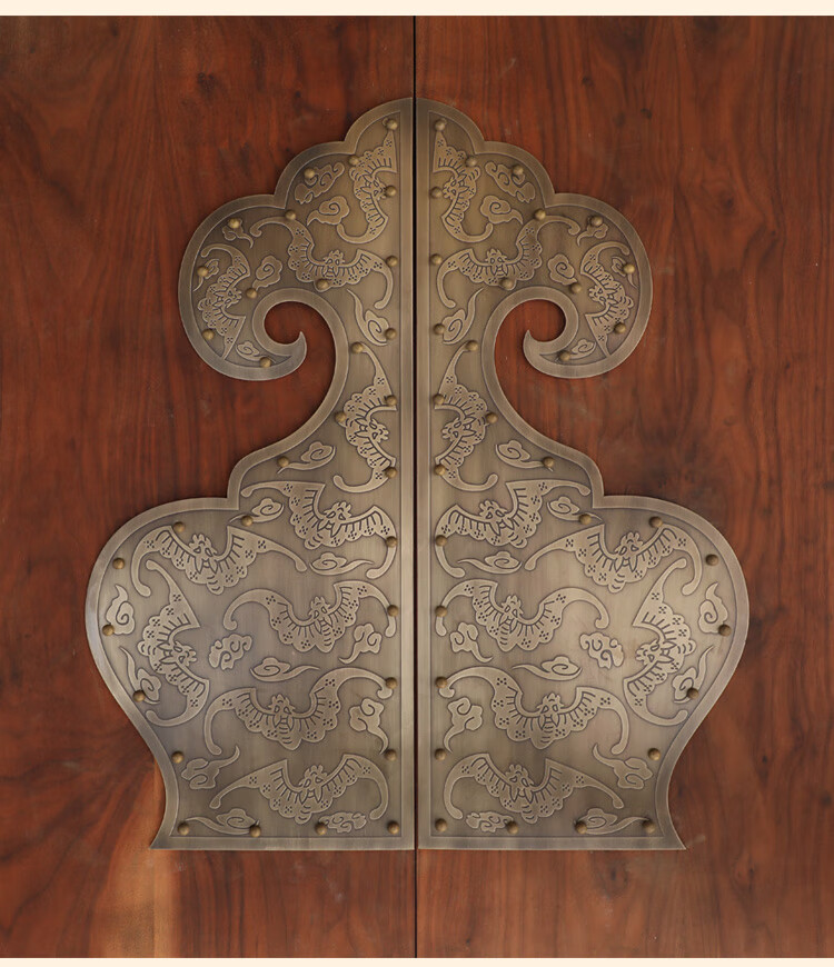 中式仿古实木门纯铜包角全铜对开门如意葫芦角码大门铜条配件装饰 梅