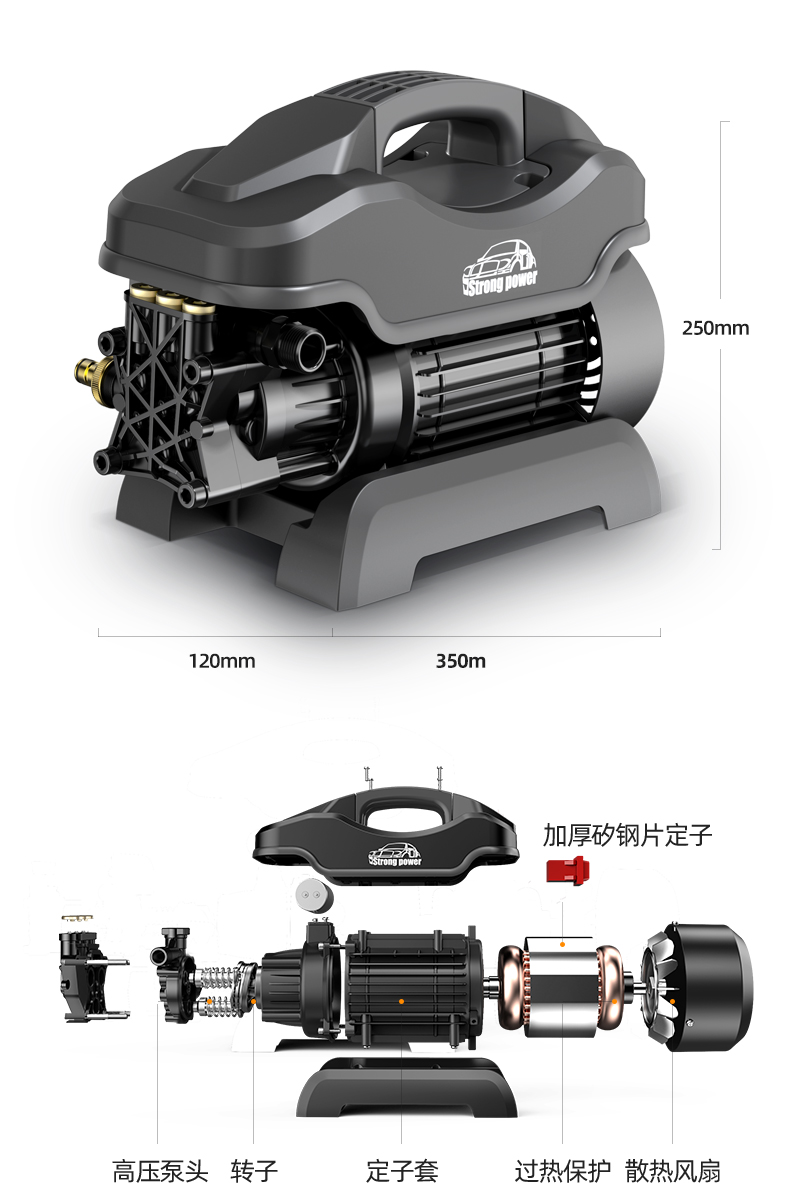 洗车机高压水泵220v大功率汽车水抢神器家用水枪刷车便携式清洗器wjs