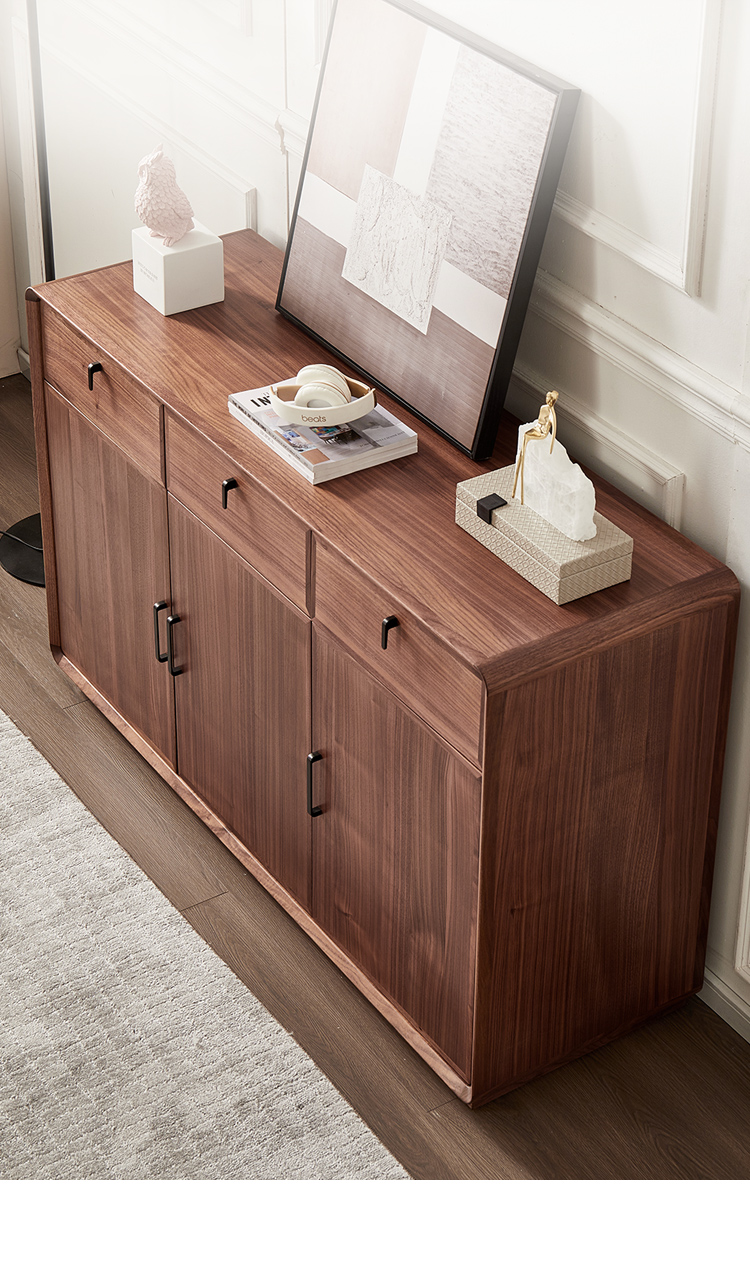 家用门口收纳储物多门抽屉柜进口原木柜子 北美黑胡桃木鞋柜(带辅料)