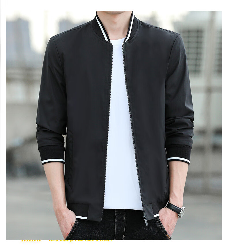 li lang男士立领夹衫秋季休闲商务外套上衣男装工作服同款 立领-灰色