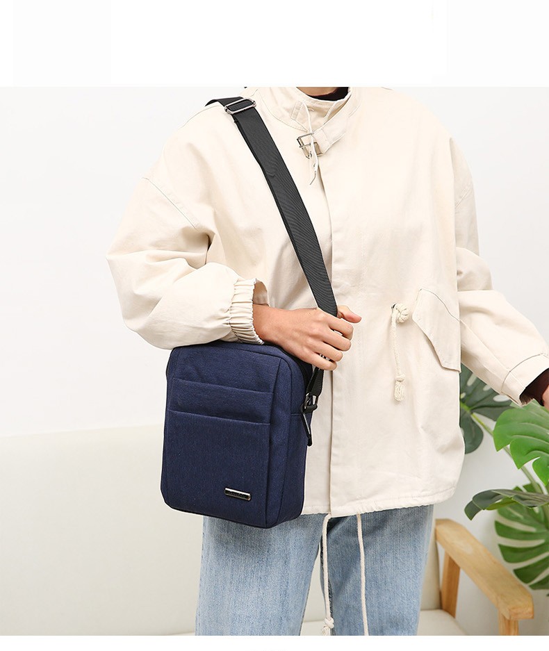 千奇梦男士单肩包帆布斜挎包新款挂包休闲商务小背包韩版潮多功能运动