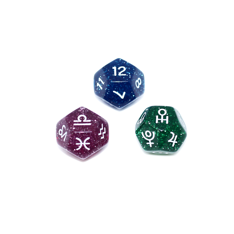 尼创12星座骰子3颗套装创意星空十二面色子游戏筛子桌游玩具道具礼物