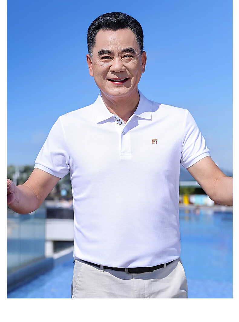 老爷车中老年人含棉短袖t恤男爸爸polo汗衫夏季体恤中年男士半袖父亲