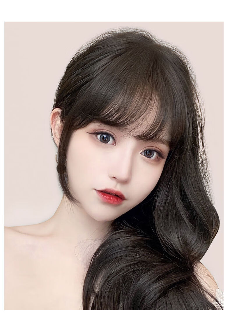 唐妮空气刘海假发片女八字刘海假发圆脸修脸法式刘海逼真自然假发发片