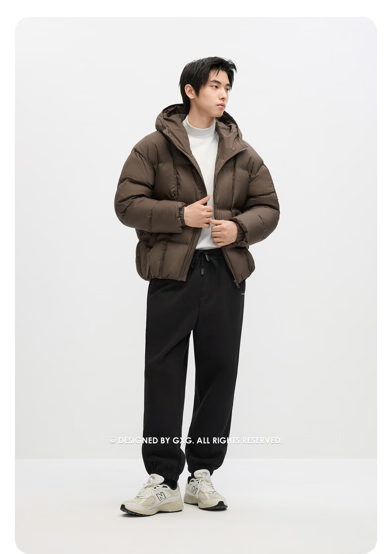 GXG Men's Casual Warm Short Down Jacket Black Winter 2024 New Off-White 180/XL 7