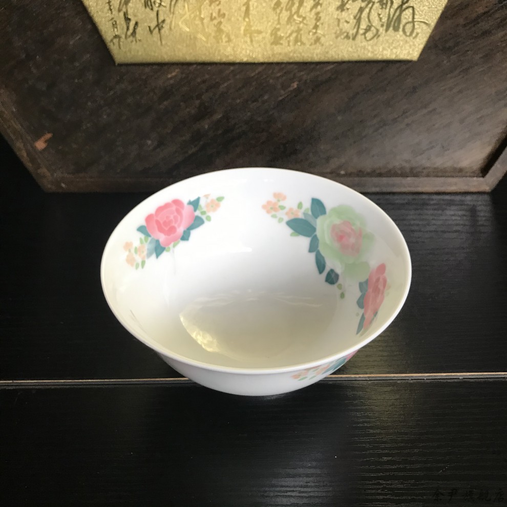 【旗舰京选】醴陵釉下五彩瓷手绘红官窑四季花卉毛瓷饭碗一级品 红
