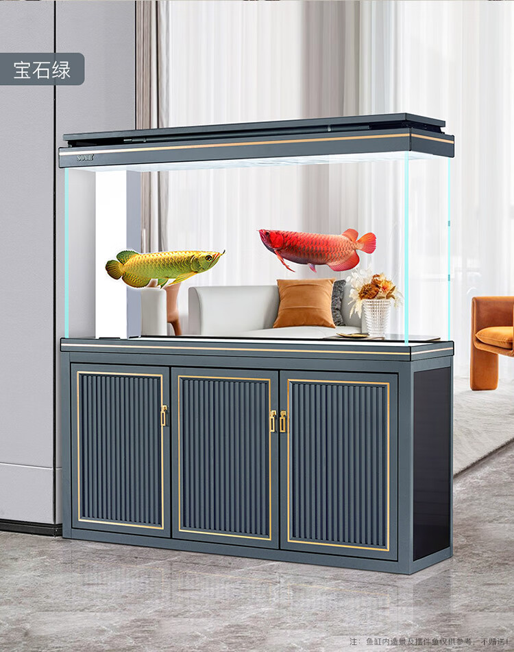 2022新款 屏风金鱼缸 鱼缸客厅大型2022新款轻奢玄关落地底滤高端智能
