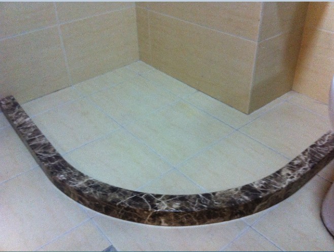 大理石纹挡水石基淋浴房挡水条拦水条浴室防水pvc一字型扇形弧形 白弧