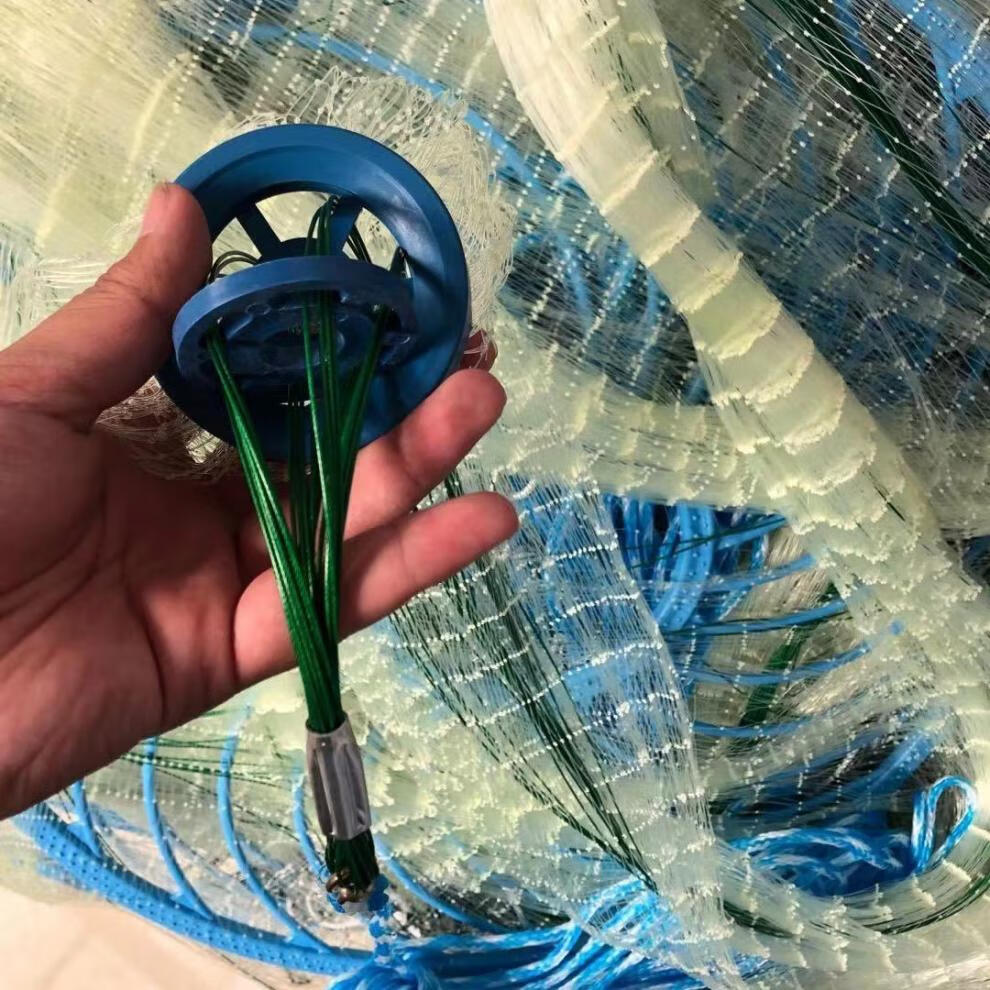 撒网手抛网飞盘轮胎线 钢丝拉线油丝线大飞盘式手抛网旋网渔网自动