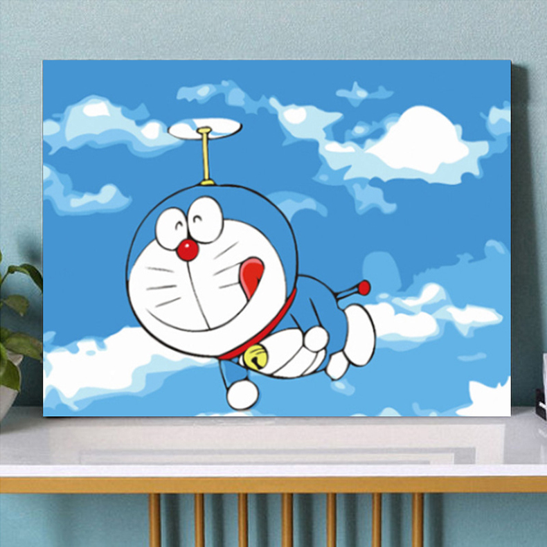 数字油画diy填色哆啦a梦儿童涂色卡通动漫手绘唯美挂画油彩画 哆啦a梦