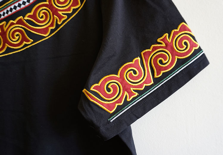 舒裟大凉山彝族短袖民族风花纹体恤刺绣传统花纹彝t恤男女圆领衣服