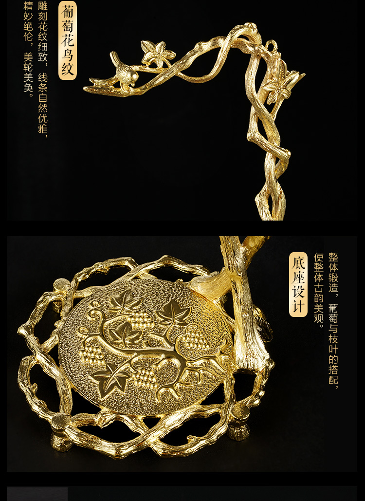 唐葡萄花鸟纹银香囊国家宝藏客厅摆件家居饰品新中式摆件装饰摆件
