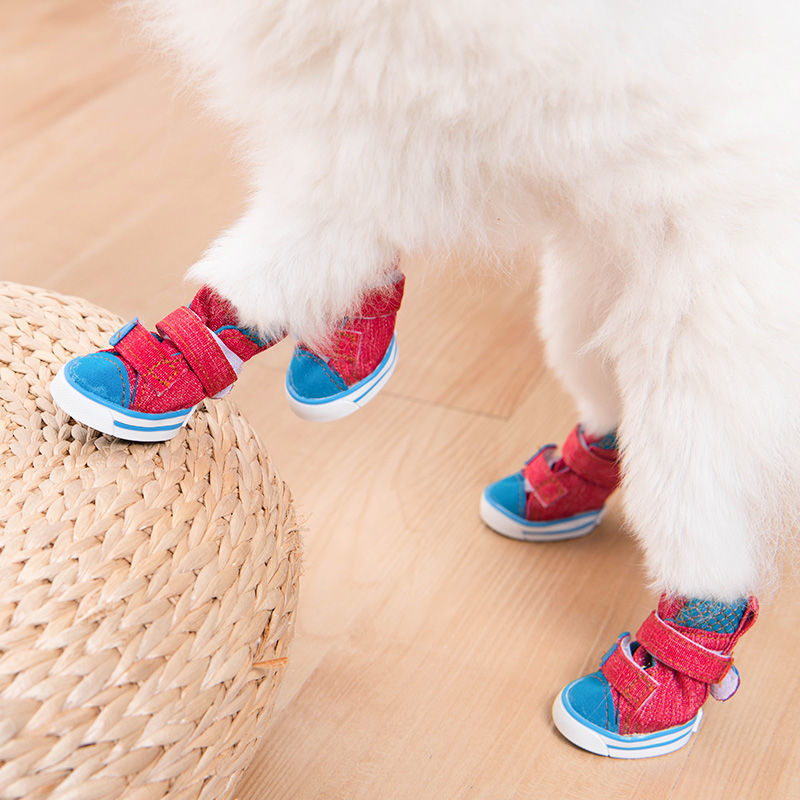 真果沁狗狗鞋子春夏季帆布鞋泰迪比熊柯基中小型犬狗鞋子猫咪防抓脚套