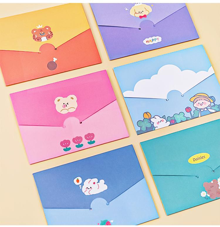 腾亿优品卡通少女小熊毕业留言贺卡祝福卡片学生信封留言素材卡片祝福