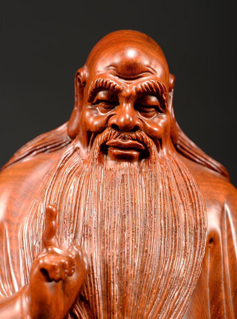 仙莱阁木雕手工精雕老子太上老君佛像摆件实木雕刻道教神像三清红木