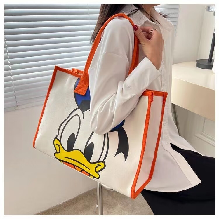 迪士尼可爱米老鼠帆布大容量包包女手提单肩包唐老鸭购物袋托特包 米