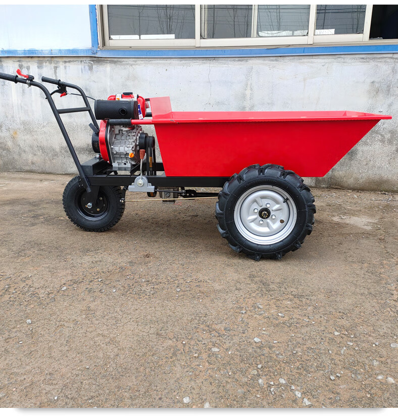 适用柴油斗车燃油手推车汽油灰斗车山地爬坡运输车工地拉沙拉灰翻斗车