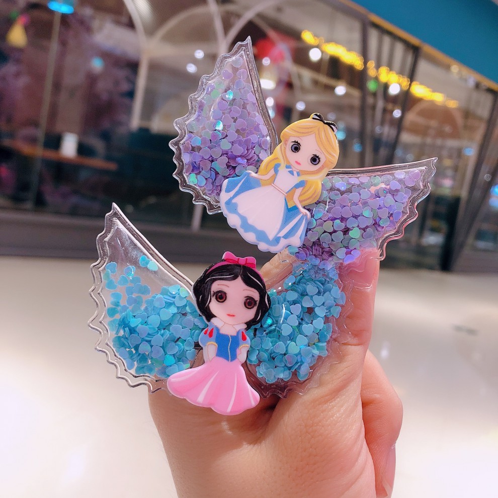 小孩子穿的儿童流沙翅膀公主发卡艾莎白雪混装系列发饰发夹子超仙萌