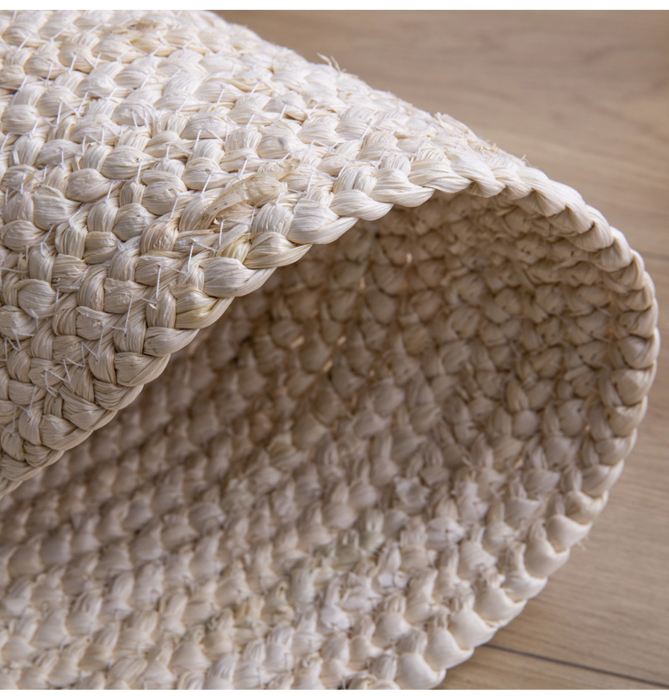 新款草编织北欧ins越南水芦苇草编织圆形地垫简约黄麻客厅卧室床边花