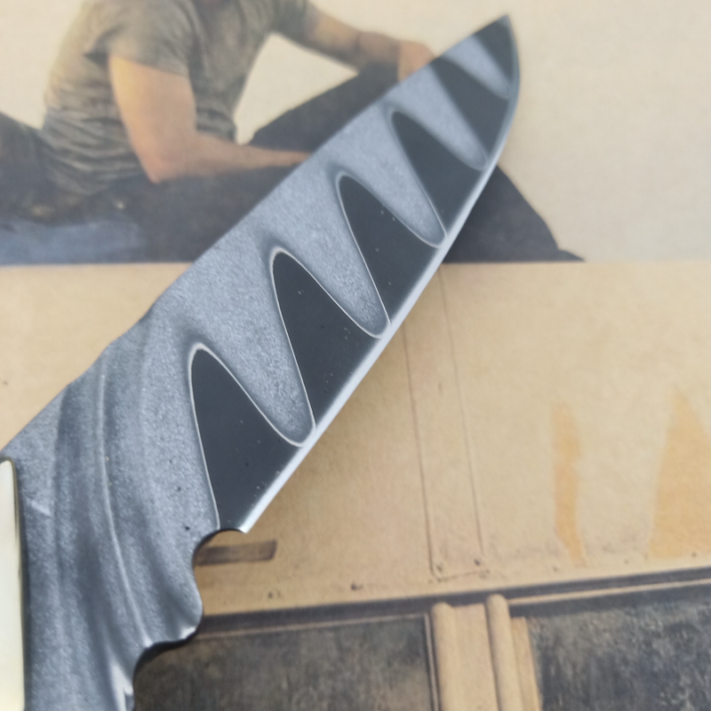 高端收藏进口大马士革钢全龙骨收藏战术防身刀野营登山高硬度手工直刀