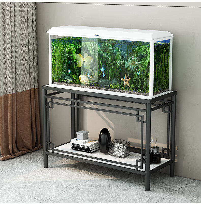 鱼缸架轻奢简约鱼缸底座双层支架底柜大理石水族箱桌底座家用客厅办公