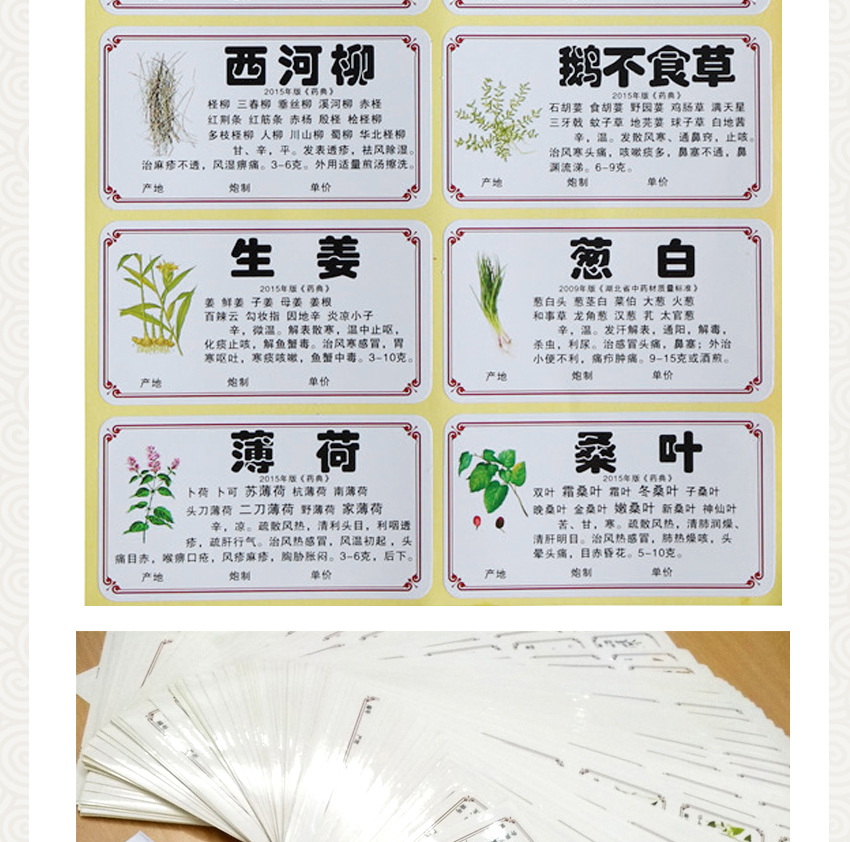 新版镀膜规范正名中药药名标签贴978660味贴纸不干胶中药柜标签斗谱斗