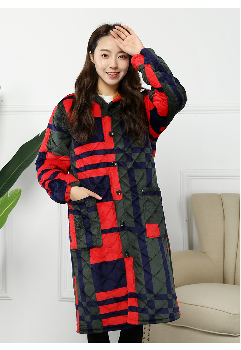 罩衣女冬季加厚加绒罩衣女保暖加长过膝工作服大人加棉围裙棉衣外套