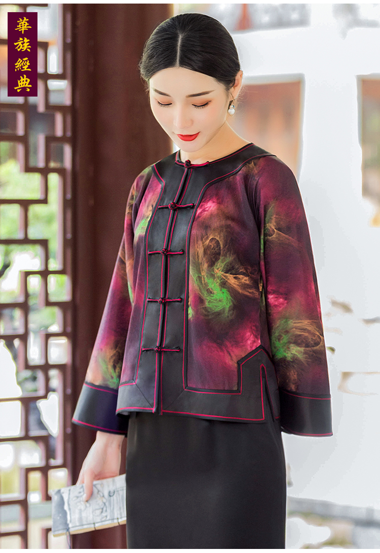 华族经典对襟唐装上衣女秋季新款重工倒大袖中式圆领改良版中国风