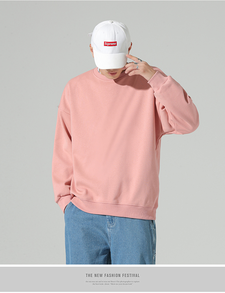 mystyle官方小尼力乱步秋冬白色打底卫衣男圆领上衣学生加绒加厚长袖