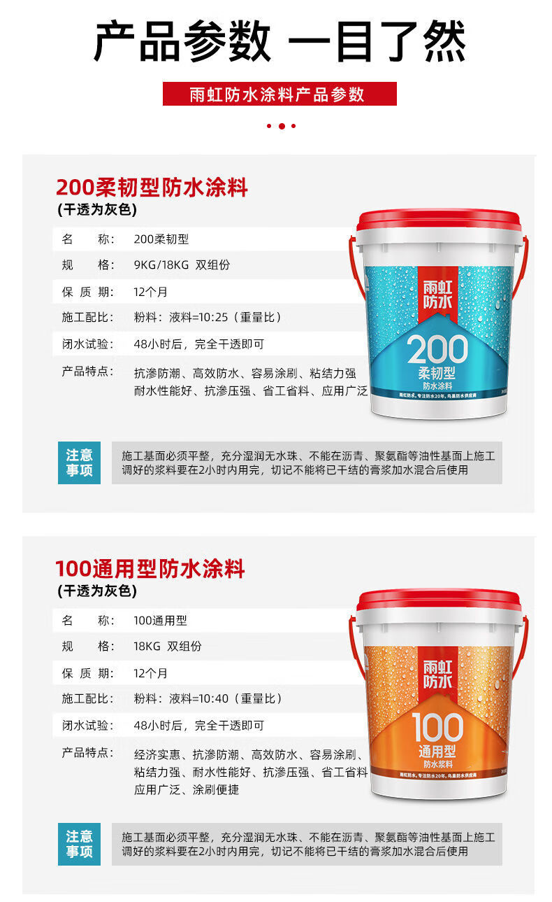 雨虹防水涂料101柔韧型室内卫生间防水补漏胶材料200柔韧东方雨虹18kg