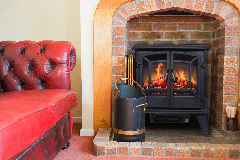 北欧独立壁炉装饰美式小型复古移动电子壁炉仿真火焰取暖器用 黑色sc