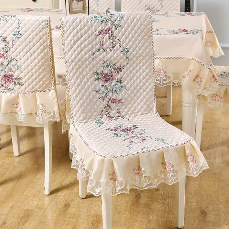 椅套餐椅垫套装餐桌布椅套椅垫凳子套花好月圆蓝色连体款式150200桌布