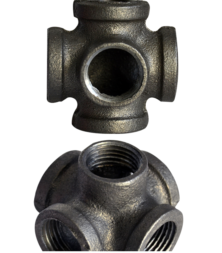 工业风镀锌玛钢立体五通角4分6分五通工艺品书架水管灯饰管件镀锌4分