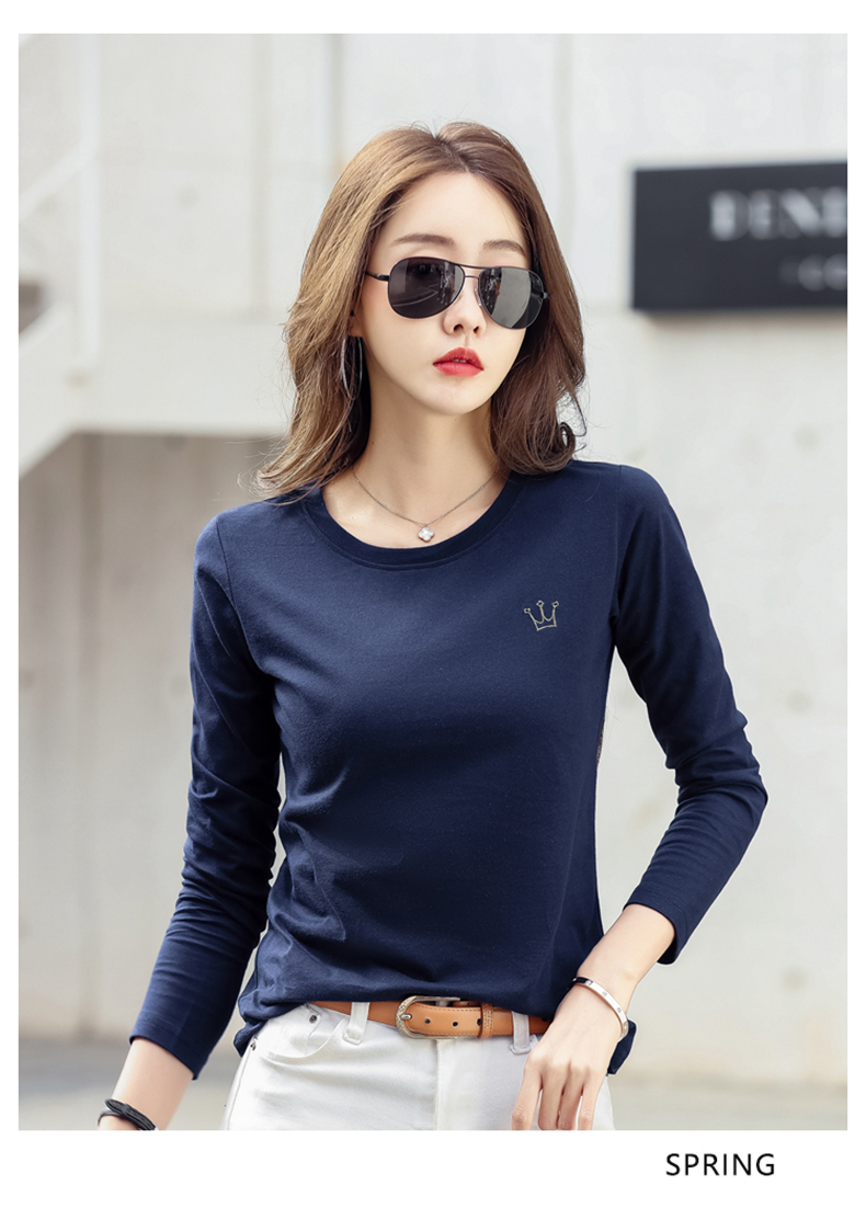 汗衫女款长袖t恤宽松大码秋衣棉妈妈打底t桖外穿上衣粉色l