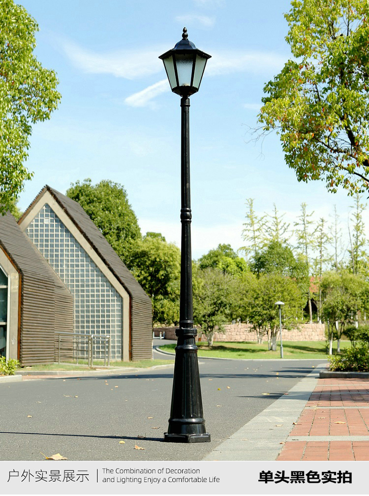 欧普侍庭院灯户外防水小区花园别墅景观灯双头led路灯家用亮3米高杆灯