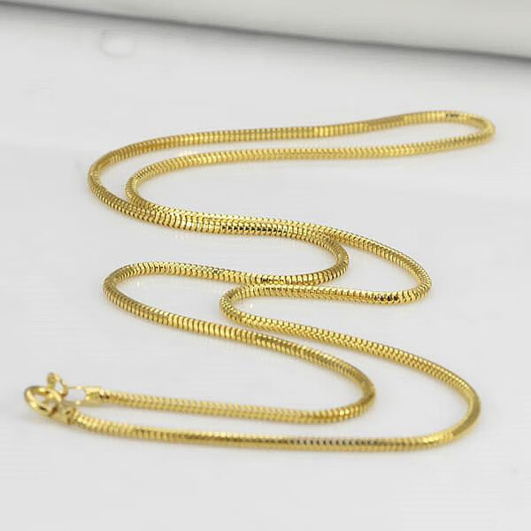 链au750黄金龙骨项链经典密纹路龙骨链生日七夕礼物玫瑰金色50cm58克