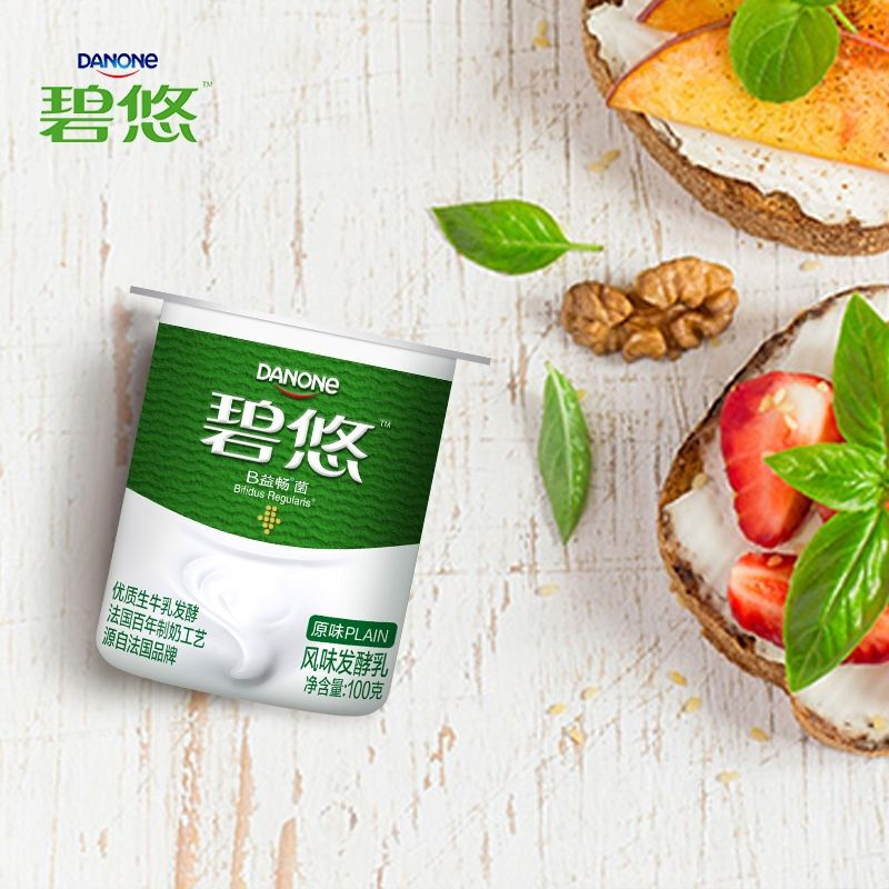 达能碧悠原味温酸牛奶 16连杯生牛乳酸奶100g 原味100g 16杯【图片