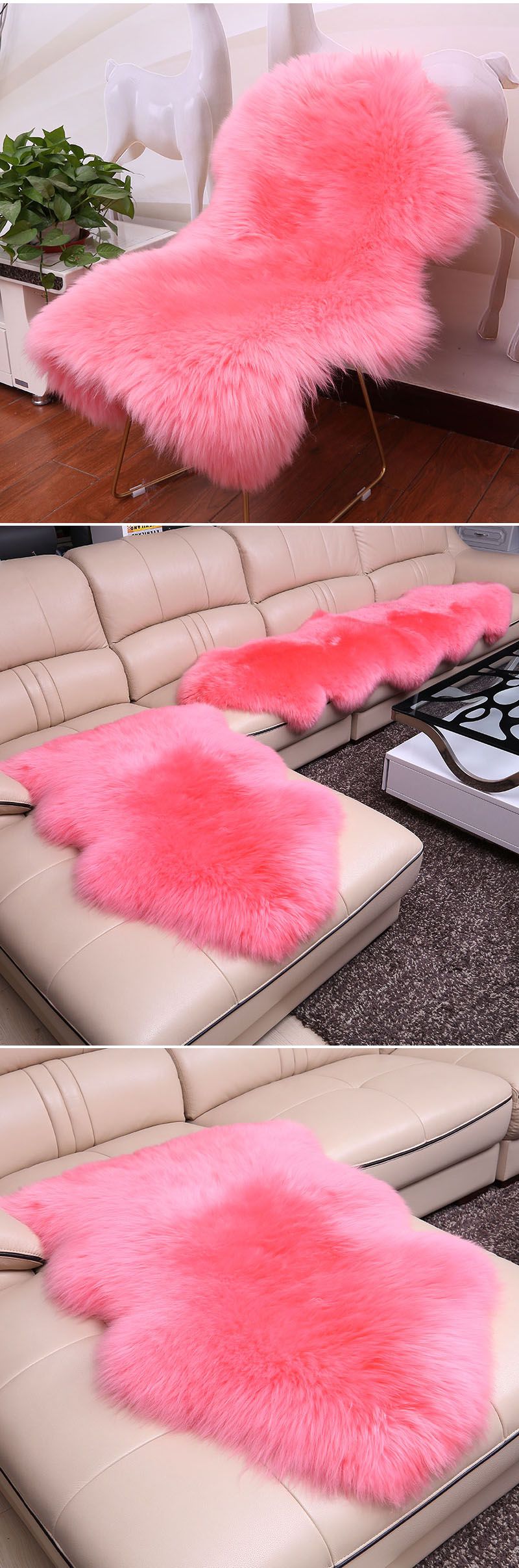 羊毛沙发垫澳洲羊毛沙发坐垫整张羊皮垫子欧式真皮加厚防滑飘窗垫长
