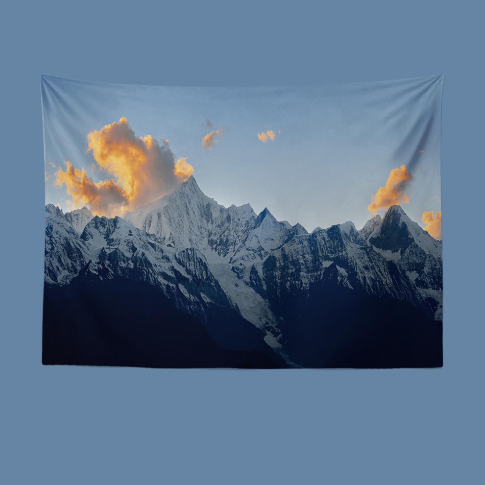 宿舍背景布ins挂布小武拉莫梅里雪山摄影ins床头装饰挂画卧室挂毯宿舍