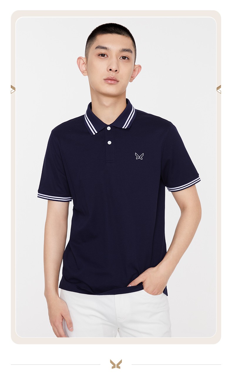 商场同款同价款九牧王男装短袖t恤2022夏季新款桑蚕丝轻奢透气撞色t恤