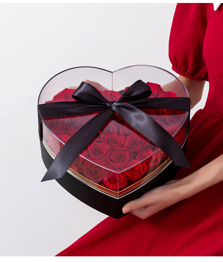 七夕情人节礼盒空盒七夕情人节透明亚克力爱心盒鲜花包装盒插花盒空盒