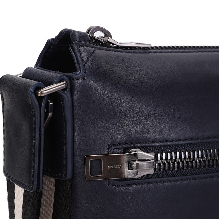 bally巴利男包经典款男士商务休闲拉链单肩包蓝色25x27x6cm
