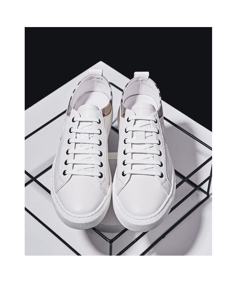 法国mengshili 新款真皮韩版潮流百搭休闲鞋皮鞋低帮板鞋子男潮鞋