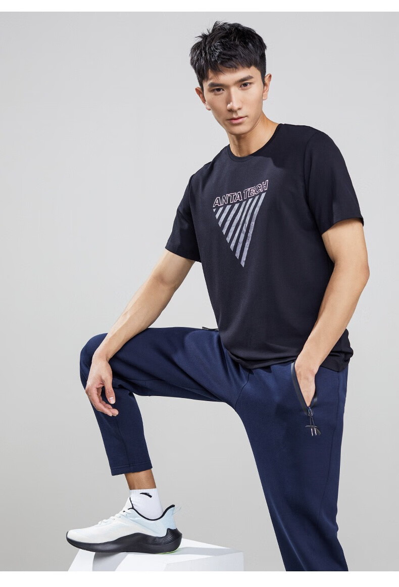 安踏运动短袖吸湿速干t恤男2022春夏季新款针织短袖衫跑步健身训练服