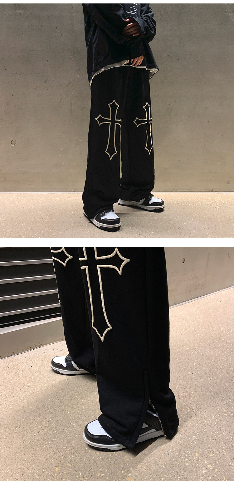 肆缄裤子男春季hiphop炸街十字架运动卫裤潮牌ins高街痞帅潮流休闲裤