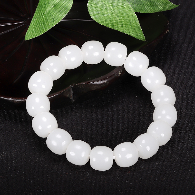 新疆天然和田玉老型珠手串羊脂白玉桶珠手链玉石转运珠串玉手饰定制款