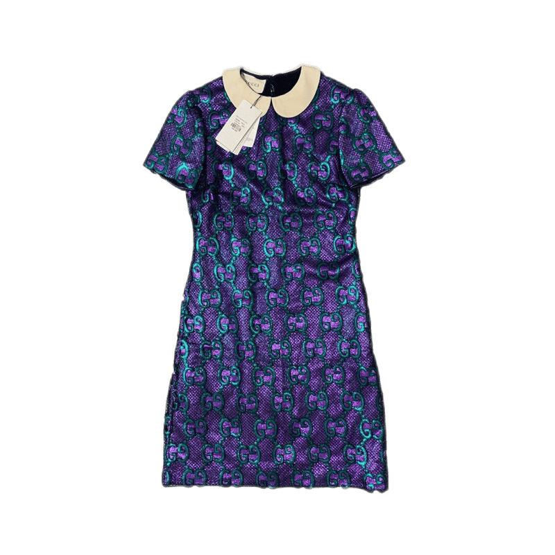 买手代购gucci古驰女士满logo连衣裙ay印花38