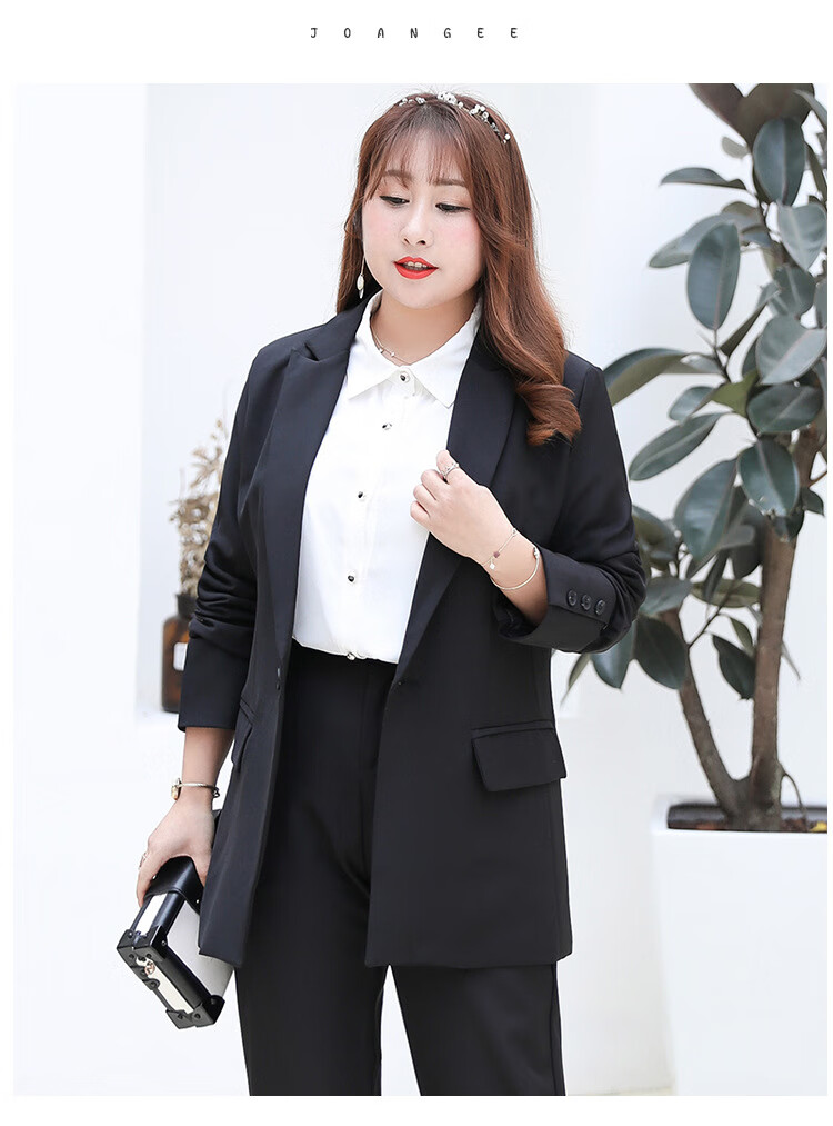 大码女装200斤显瘦胖妹妹 小西服胖mm西装职业套装微胖 红色金属扣