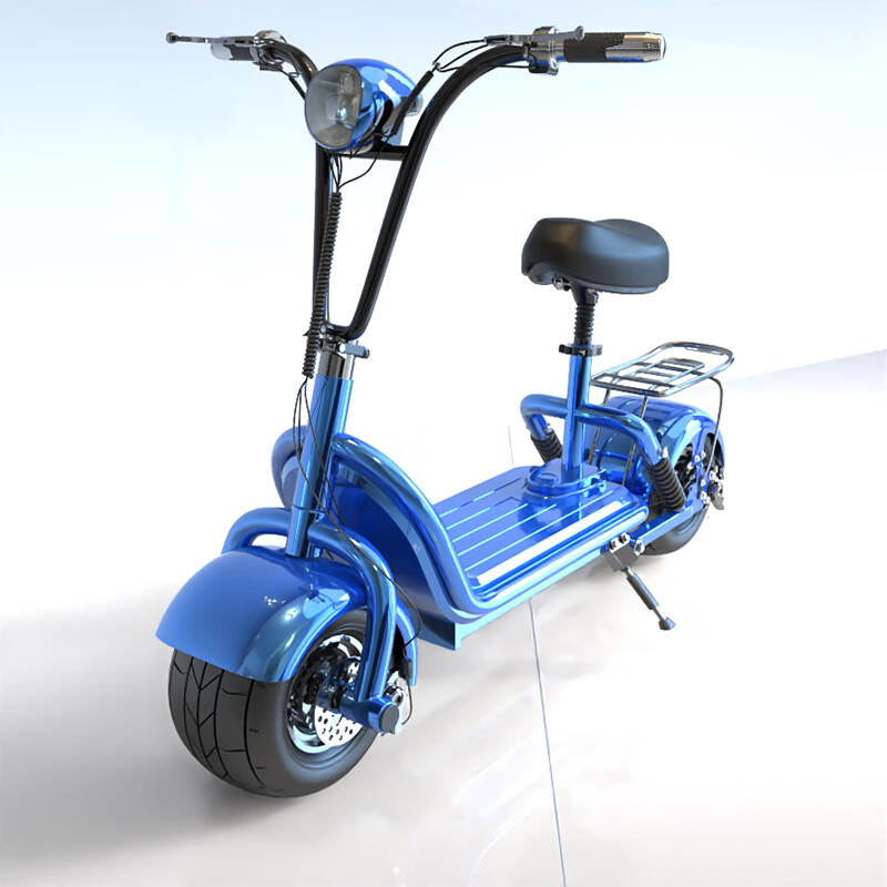 雅·迪小刀小牛同款小哈雷电动滑板车亲子折叠电瓶车女士学生 蓝色