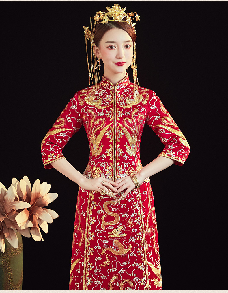 中式婚纱凤冠霞帔秀禾服2022新款结婚礼服古装新娘服龙凤褂中国风